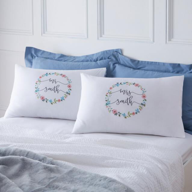 Wedding Pillowcases - Mr & Mrs Home Wedding Gift Engagement Anniversary Couple Pillowcase White - image 1