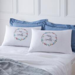 Wedding Pillowcases - Mr & Mrs Home Wedding Gift Engagement Anniversary Couple Pillowcase White - thumbnail 1