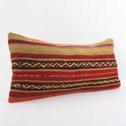 Handwoven Turkish Kilim Pillow Cover 12x24 Vintage Bohemian Throw - thumbnail 3