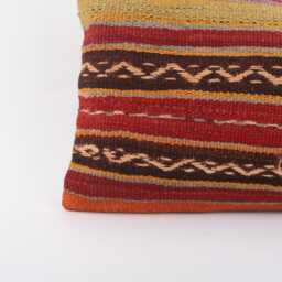 Handwoven Turkish Kilim Pillow Cover 12x24 Vintage Bohemian Throw - thumbnail 2