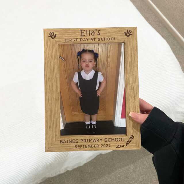 First Day Of School Engraved Wooden Photo Frame, Personalised Back To Keepsake, Custom Photograph Gift - image 1