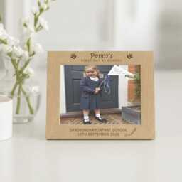 First Day Of School Engraved Wooden Photo Frame, Personalised Back To Keepsake, Custom Photograph Gift - thumbnail 3
