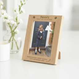 First Day Of School Engraved Wooden Photo Frame, Personalised Back To Keepsake, Custom Photograph Gift - thumbnail 1