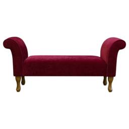 Handmade Red Velvet Settle Bench - British Pimlico Crush Fabric - thumbnail 2