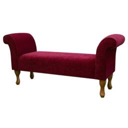 Handmade Red Velvet Settle Bench - British Pimlico Crush Fabric