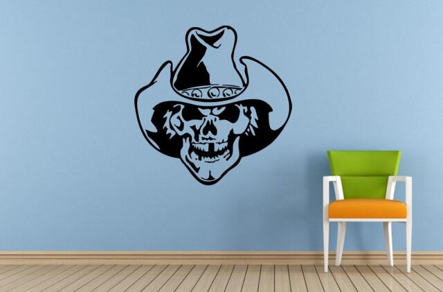 Big Skull Head Angry Cowboy Hat Window Wall Decal Vinyl Sticker Mural Room Decor L1735 - image 1