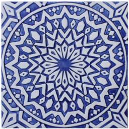 4 Wall Hangings With Moroccan Decor, Tile, Tiles For Outdoor Art, Bathroom Tile Design, Art 30cm Blue&white - thumbnail 2