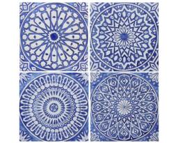 4 Wall Hangings With Moroccan Decor, Tile, Tiles For Outdoor Art, Bathroom Tile Design, Art 30cm Blue&white - thumbnail 1