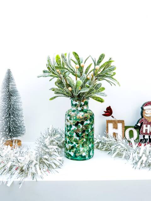 Christmas Glass Vase Hand Painted, Unique Mantle Decor For - image 1