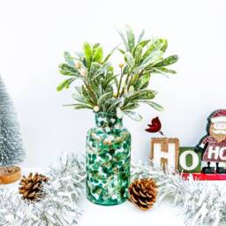 Christmas Glass Vase Hand Painted, Unique Mantle Decor For - thumbnail 3