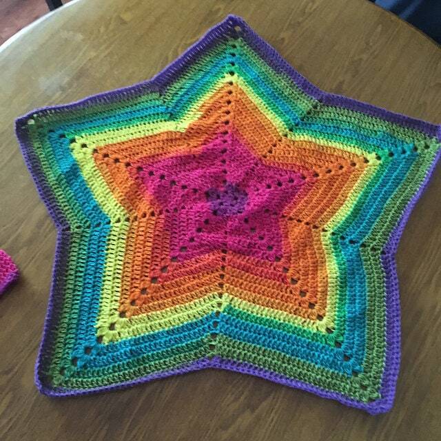 Awesome Crochet Rainbow Star Blanket in Lightweight Yarns & Matching Hat - Perfect Baby Shower Gift - image 1