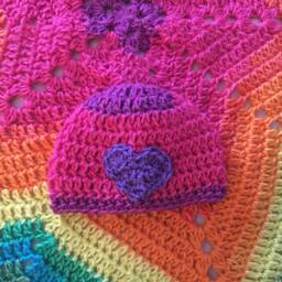 Awesome Crochet Rainbow Star Blanket in Lightweight Yarns & Matching Hat - Perfect Baby Shower Gift - thumbnail 3