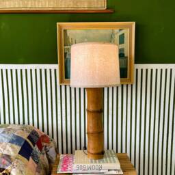 Organic Bamboo Table Lamp Large Mid-Century Modern Style - thumbnail 3