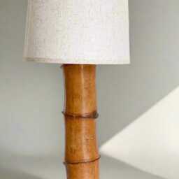 Organic Bamboo Table Lamp Large Mid-Century Modern Style - thumbnail 4
