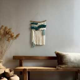 Small Woven Wall Hanging Boho Coastal Tapestry For Modern Cottage Bedroom Or Living Room - thumbnail 2
