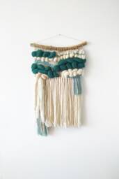 Small Woven Wall Hanging Boho Coastal Tapestry For Modern Cottage Bedroom Or Living Room - thumbnail 1