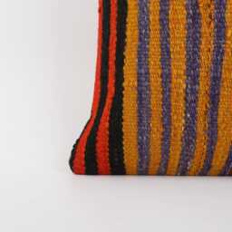 Handwoven Kilim Pillow Cover Turkish Wool, Bohemian Decor - 16x16 - thumbnail 3