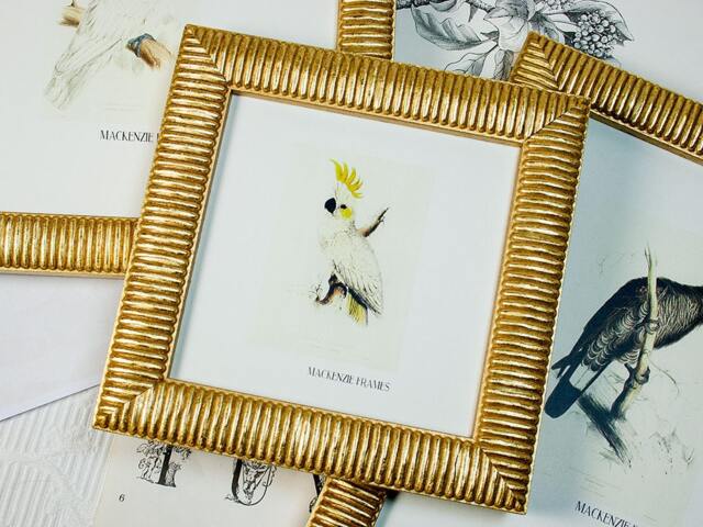 4X4 Inch Gold Frame Round-Ribbed Design /Golden Wedding/Anniversary/Bridesmaids Gift/Office Desktop Deluxe Photo 4 X Inches - image 1