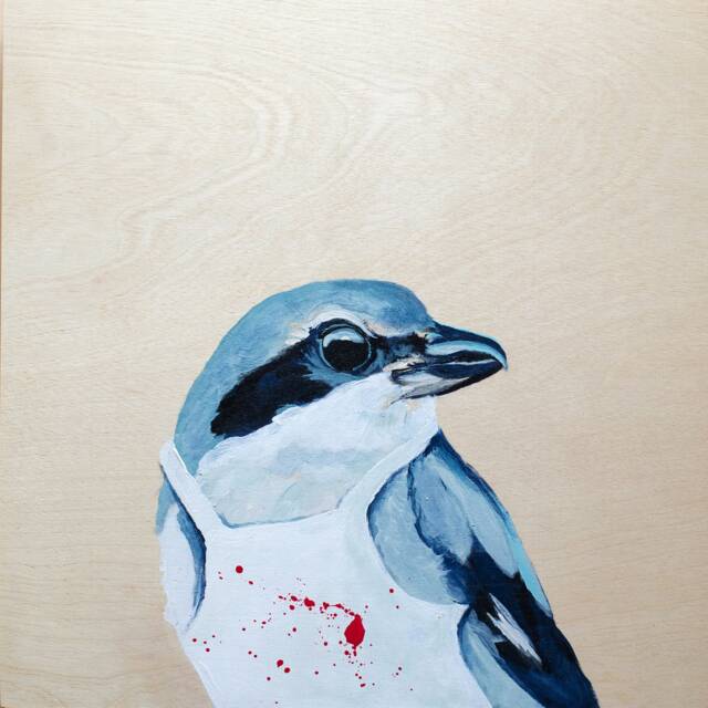 Butcher Bird Wall Art - Funny Painting Loggerhead Shrike Print Gicl??e