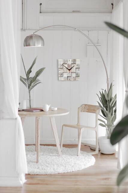 Square Wooden Wall Clock Scandinavian Moss Decor - image 1