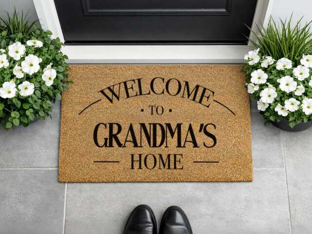 Grandma's Place - Custom Welcome Mat Elegant Arched Pregnancy Announcement - image 1