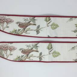 Elderwood Natural Bird Laura Ashley Fabric Handmade Curtain Tie Backs Piped Red - thumbnail 3