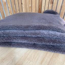 Shearling Sheepskin, Warm Brown/Grey Colour, Short Wool Boucle Shearling, Upholstery Material, Chair Cover, Luxury Amazing Gift - thumbnail 3