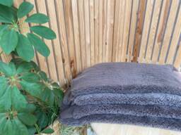 Shearling Sheepskin, Warm Brown/Grey Colour, Short Wool Boucle Shearling, Upholstery Material, Chair Cover, Luxury Amazing Gift - thumbnail 1