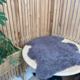 Shearling Sheepskin, Warm Brown/Grey Colour, Short Wool Boucle Shearling, Upholstery Material, Chair Cover, Luxury Amazing Gift - thumbnail 2