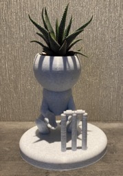 "Cricket Gift Succulent Planter ""Wee Jimmy Gilchrist The Wicket Keeper Wizard" - thumbnail 1
