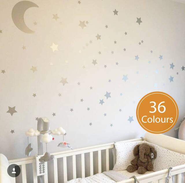 Moon & Star Decals, Stars Wall Stickers, Nursery Decals, Decals For Children, Kids Art - image 1