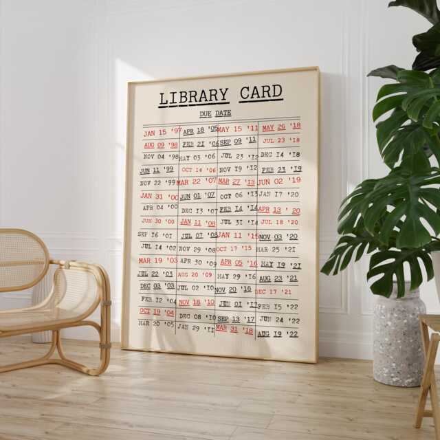 Library Card Print - Vintage Wall Art Due Date Reading Nook Bookish Aesthetic Book Lover Poster - image 1