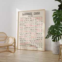 Library Card Print - Vintage Wall Art Due Date Reading Nook Bookish Aesthetic Book Lover Poster - thumbnail 1