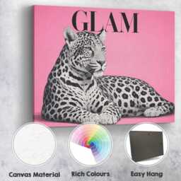 Leopard Glam Canvas Wall Art Animal Print Luxury Chic Fashion Aesthetic Statement Girl Decor Living Room Bedroom Office Hanging Artwork - thumbnail 4