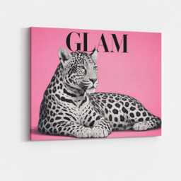 Leopard Glam Canvas Wall Art Animal Print Luxury Chic Fashion Aesthetic Statement Girl Decor Living Room Bedroom Office Hanging Artwork - thumbnail 1