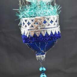 Vintage Christmas Ornament With Dresden Trims, Victorian Die Cuts & Mercury Glass Beads - thumbnail 4