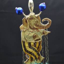 Vintage Christmas Ornament With Dresden Trims, Victorian Die Cuts & Mercury Glass Beads - thumbnail 2