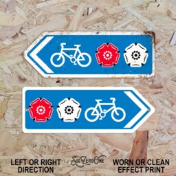 Way Of The Roses Ncr Metal Signs - Worn/Clean Look Cycle Route Sustrans Touring Path Arrow Left Or Right - thumbnail 2