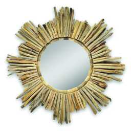 Driftwood Star Mirror Large 80cm, Oversized Teak Root Starburst Wall - thumbnail 1