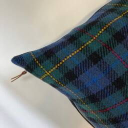 Red Black Buffalo Plaid Pillow Cover Exposed Zipper-Leather Pull 20x20 14x24 Handmade Wool Handcrafted By Misa Housewarming Gift - thumbnail 4