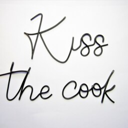 Kiss The Cook Sign Wire Words Wall Art Funny Kitchen Metal Decor, Gift Home Decor Kiss For - thumbnail 2