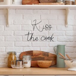 Kiss The Cook Sign Wire Words Wall Art Funny Kitchen Metal Decor, Gift Home Decor Kiss For - thumbnail 3