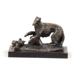 Borzoi, Dog Wooden Base Statue, Limited Edition, Artdog - thumbnail 1