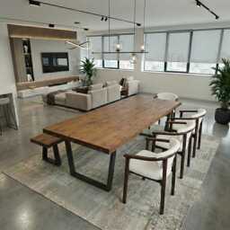 Brigg Dining Table Wooden Rustic Industrial Straight Edge Vf Frame Legs Wood Cotswold - thumbnail 1