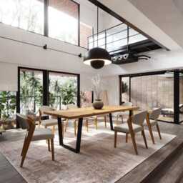 Brigg Dining Table Wooden Rustic Industrial Straight Edge Vf Frame Legs Wood Cotswold - thumbnail 3