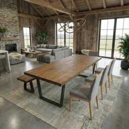 Brigg Dining Table Wooden Rustic Industrial Straight Edge Vf Frame Legs Wood Cotswold - thumbnail 2