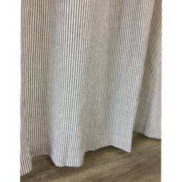 Cocoa Brown & White Striped Linen Shower Curtain - Mildew-Free, 72x72, 72x85, 72x94. Custom Curtain, Stripe - thumbnail 3