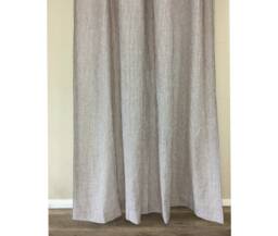 Cocoa Brown & White Striped Linen Shower Curtain - Mildew-Free, 72x72, 72x85, 72x94. Custom Curtain, Stripe - thumbnail 1