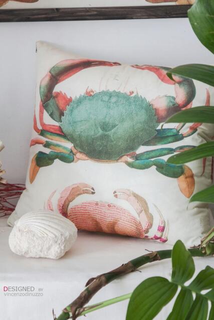 Crab Cushion 50 cm X With Vintage Scientific Illustration - image 1