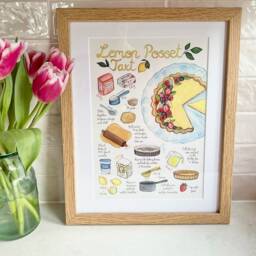 Lemon Posset Tart Recipe Illustration, Art Print, A5, A4, A3 - thumbnail 2